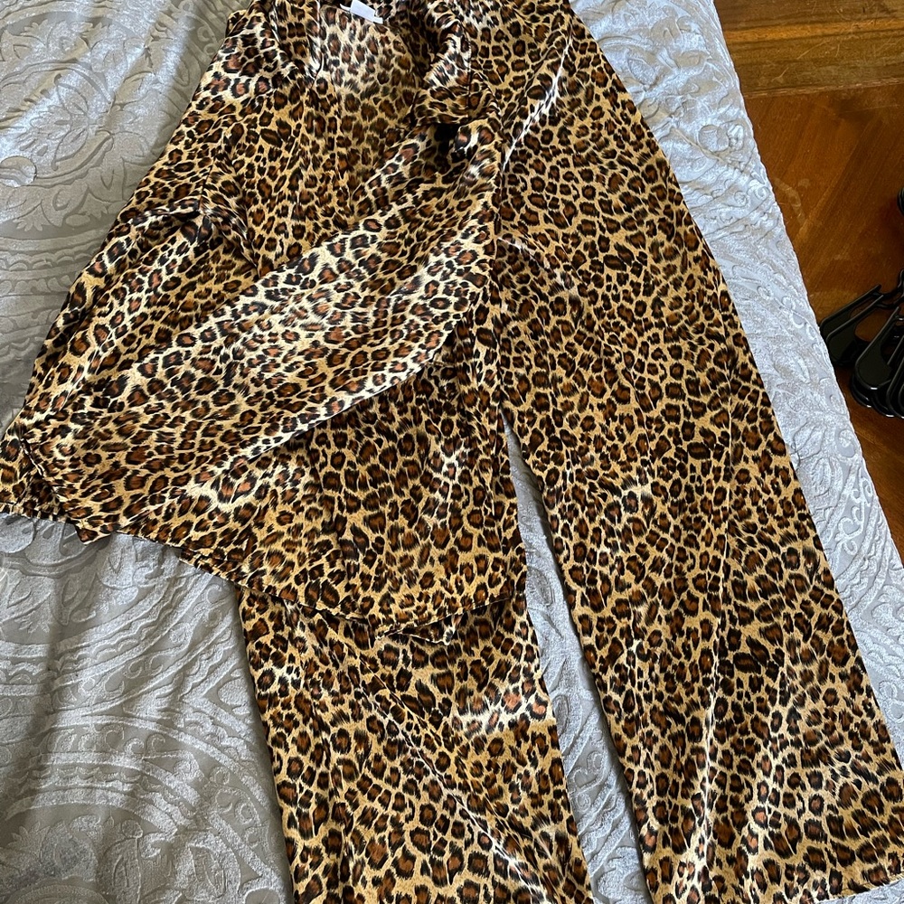 Leopard Satin pajamas.